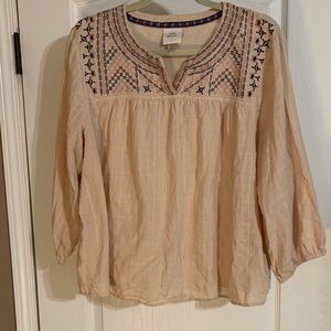 Knox Rose Tan Embroidered Blouse